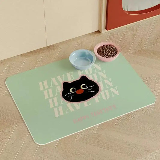 Cartoon Diatomite Pet Mat - Scratch Resistant, Anti-Slip & Leak Proof Tray