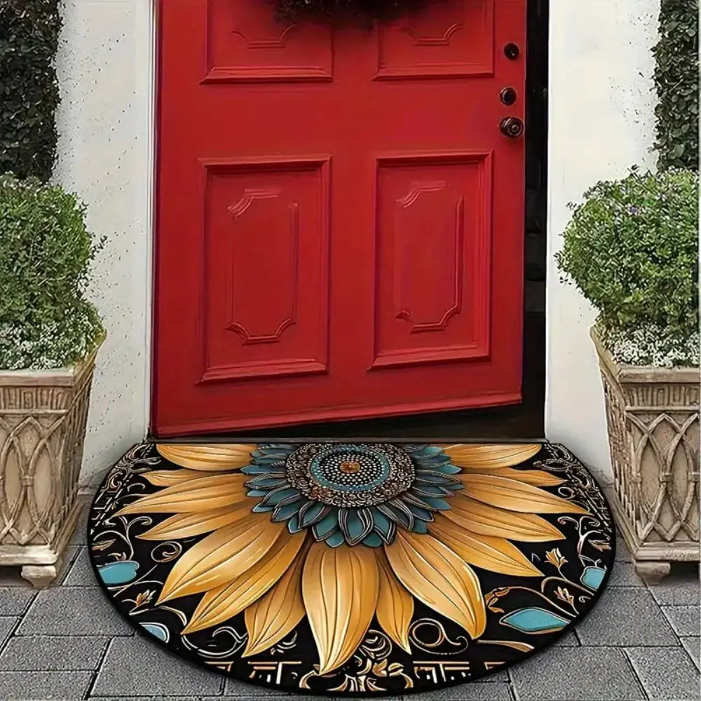 Winter Floral Doormat - Soft & Absorbent European Style Rug for Entrance & Bathroom