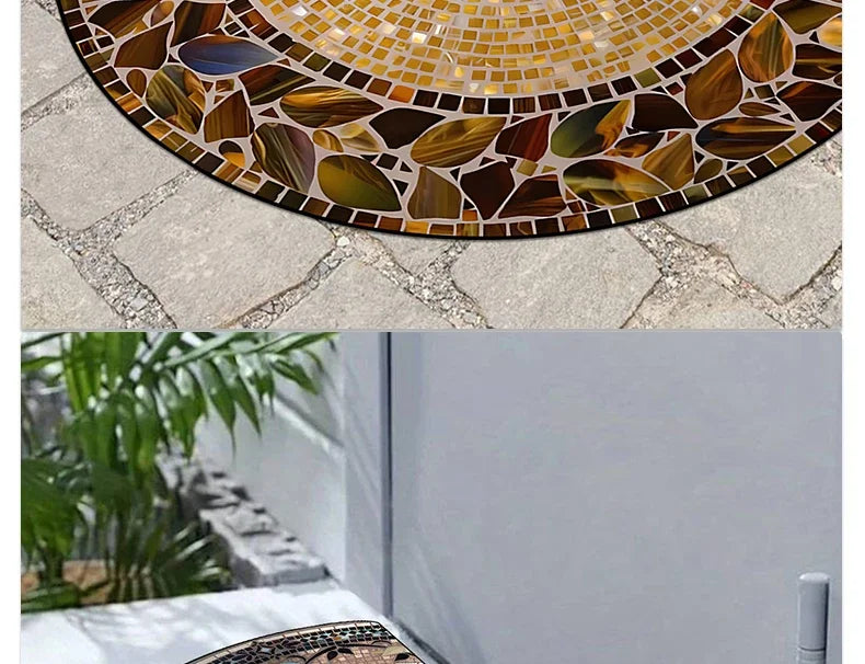 Semi-Circular Marble Doormat - Anti-Slip, Dirt & Wear Resistant Welcome Mat