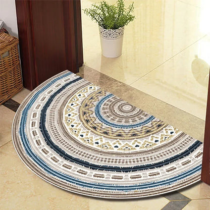 Retro Half-Moon Doormat - Vintage Style Entrance Rug for Living Room & Bedroom