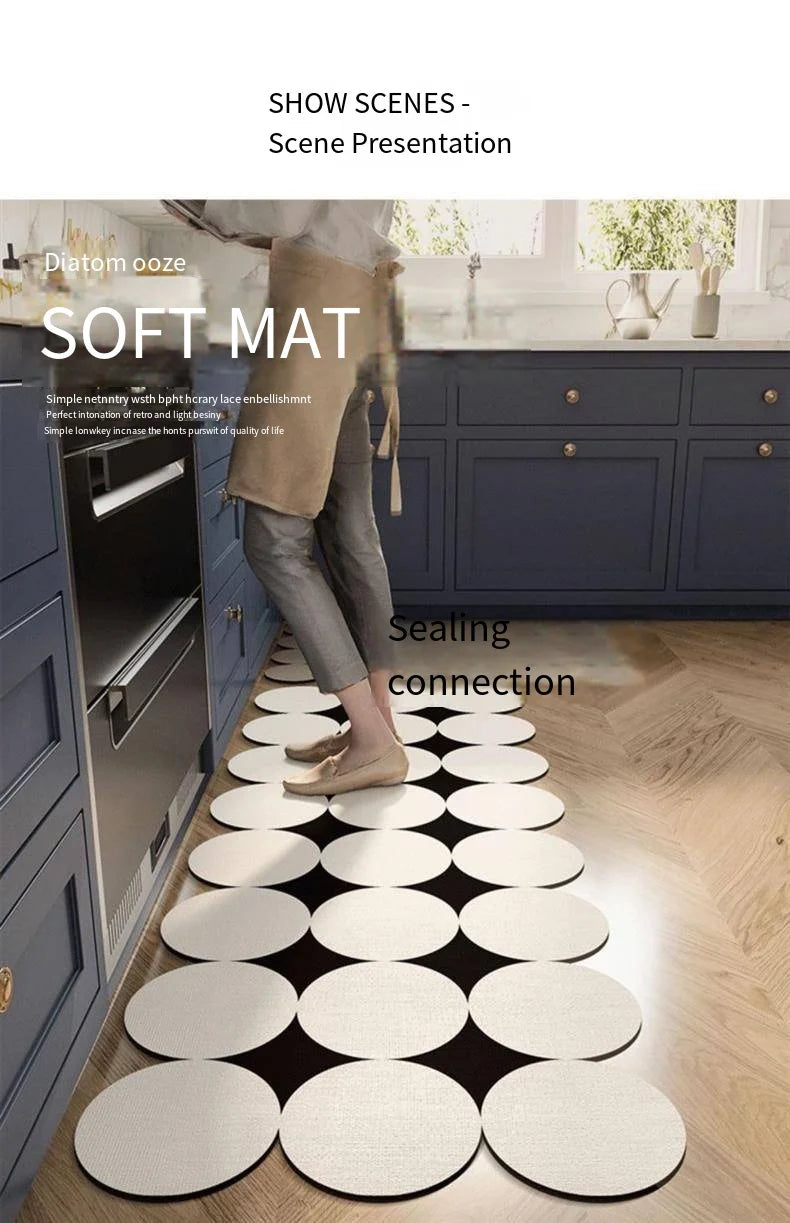 Light Luxury Diatomite Kitchen Mat 2-Piece Set - Absorbent & Anti-Slip Runner Rugs