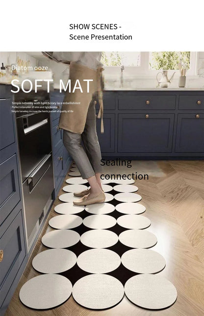 Light Luxury Diatomite Kitchen Mat 2-Piece Set - Absorbent & Anti-Slip Runner Rugs