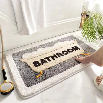 Cartoon Plush Bath Mat - Super Absorbent & Non-Slip Faux Cashmere Rug