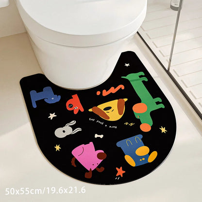 Summer Cartoon Diatomite Bath Mat - Quick-Dry, Absorbent & Non-Slip