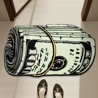 US Dollar Bill Plush Carpet - Creative Money Themed Rug for Living Room & Man Cave
