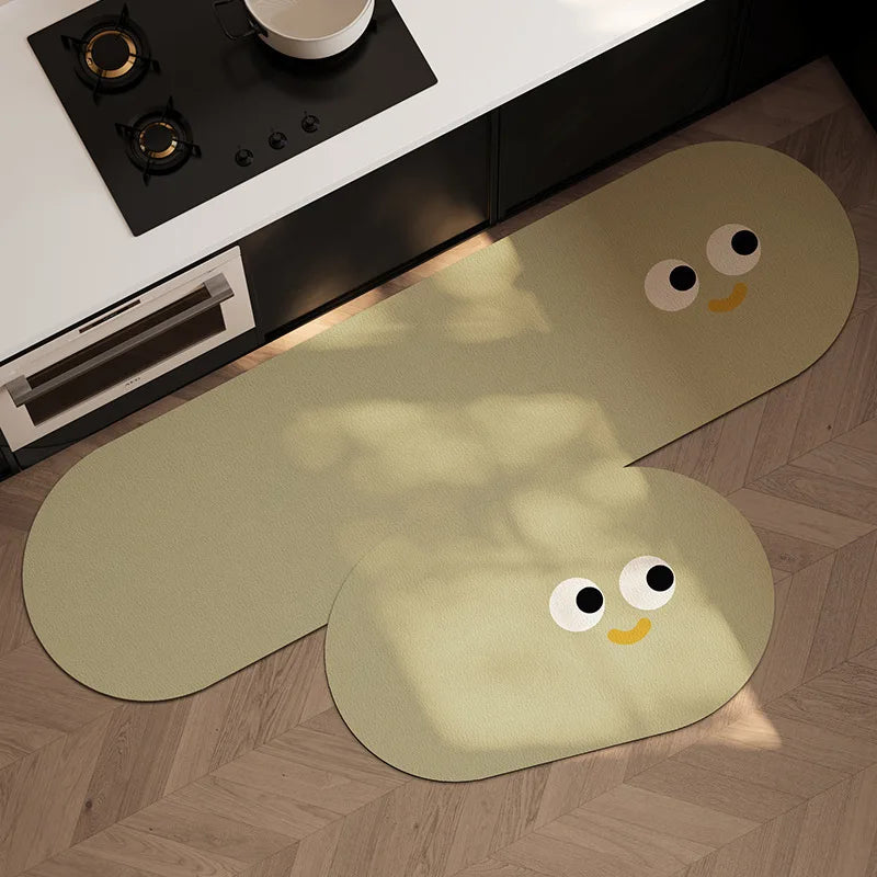 Cartoon Diatomite Kitchen Runner (1 or 2-Pack) - Absorbent & Non-Slip Floor Mat