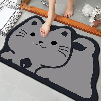 Cute Diatomite Bath Mat - Quick-Dry, Super Absorbent & Non-Slip