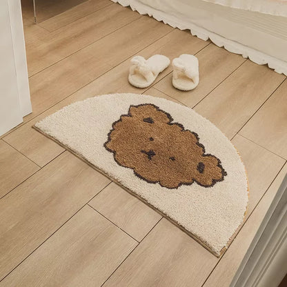 Cartoon Half-Moon Floor Mat - Non-Slip Semi-Circular Rug for Bedroom & Living Room