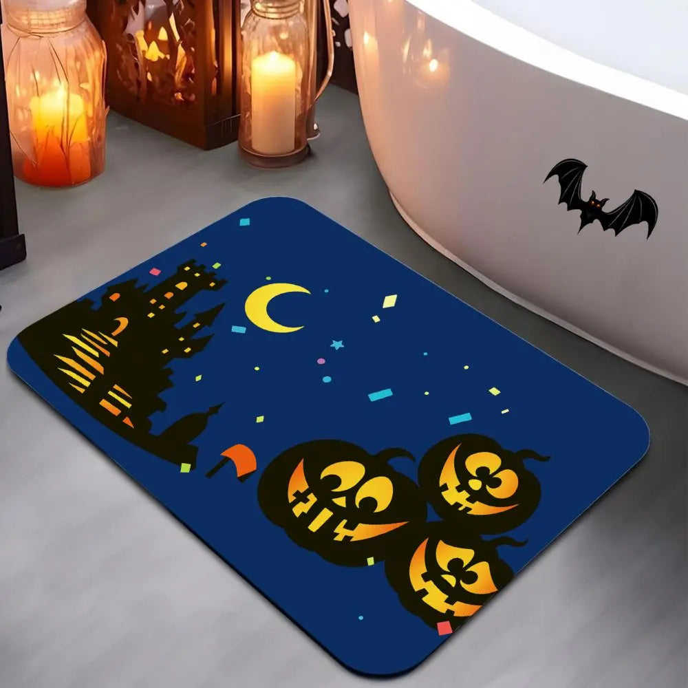 Halloween Doormat, Diatom Mud Bath Mat, Holiday Welcome Mat, Non-Slip Waterproof for Front Door, Easy Clean Bathroom Rug