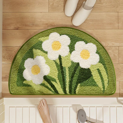 Quick Drying Bath Mat, Absorbent Non-Slip Bathroom Rug, Imitation Cashmere Toilet Mat, Small Fresh Style Floor Carpet for Entrance
