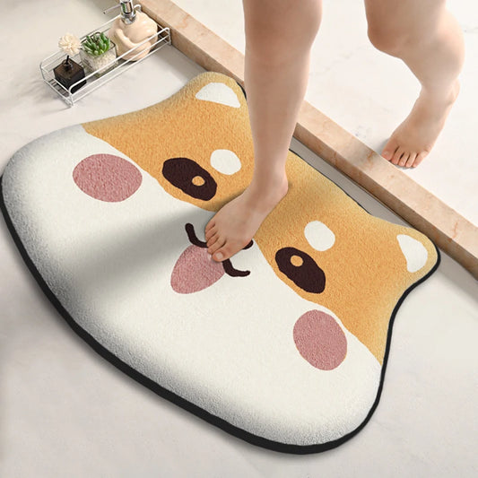 Thickened Absorbent Bath Mat, Non-Slip Flannel Toilet Rug, Dirt-Resistant Shower Floor Mat, Soft Special-Shaped Bathroom Carpet