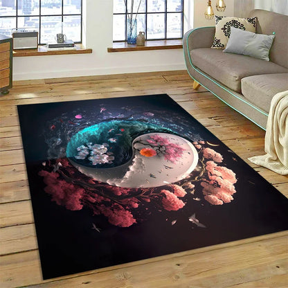 3D Yin Yang Tai Chi Rug - Meditation Area Carpet for Zen Living Room & Bedroom Decor