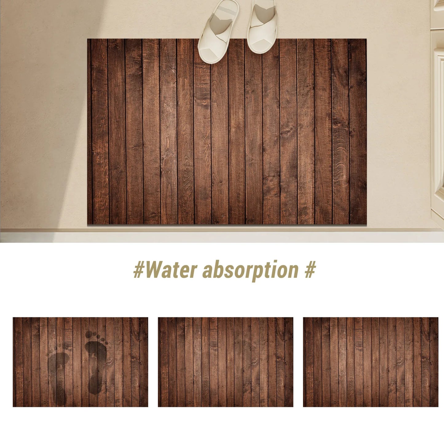 Country Wood Grain Doormat - Quick-Dry & Non-Slip for Bathroom & Entrance