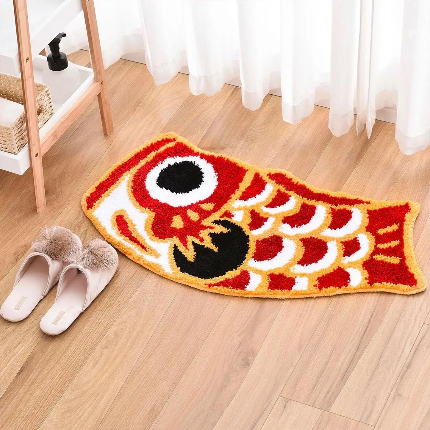 Koi Fish Kids Bath Mat - Cute Cartoon, Non-Slip & Washable Shower Rug