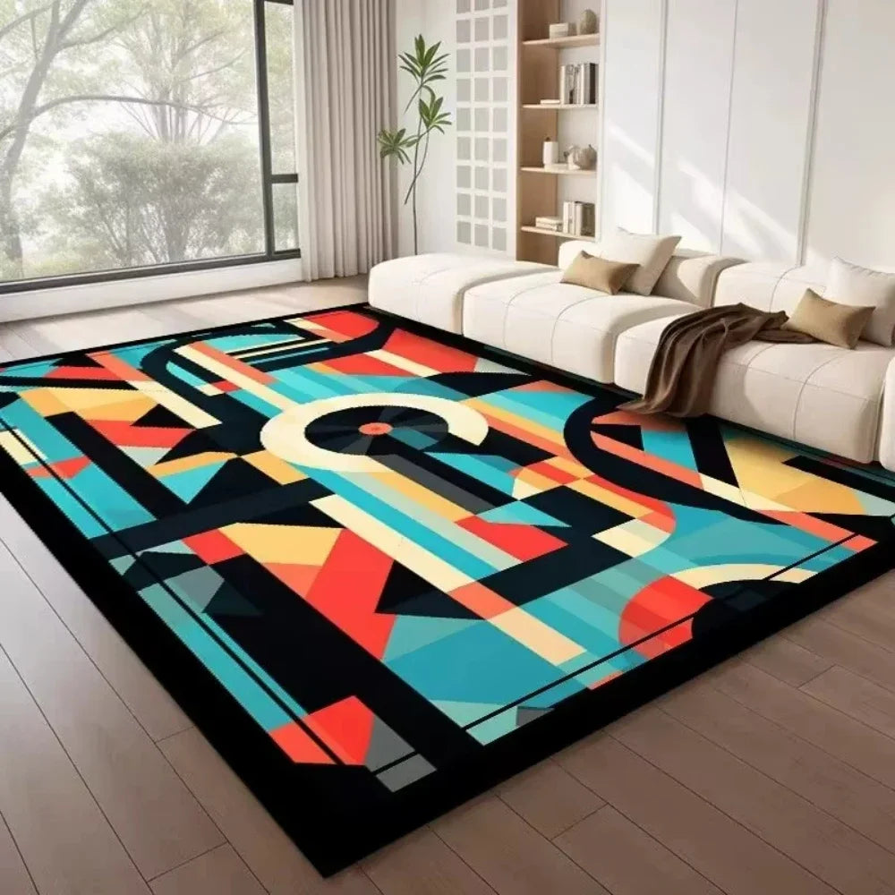 Modern Nordic Geometric Area Rug - Large Light Luxury Carpet for Living Room & Bedroom