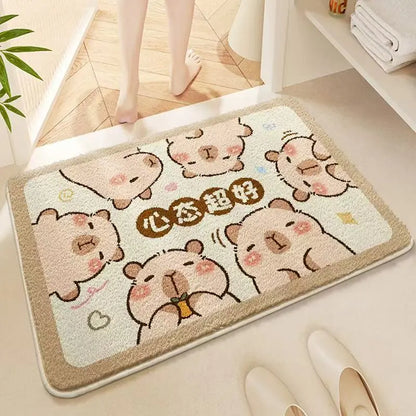 Plush Absorbent Mat - Non-Slip Faux Cashmere Rug for Bathroom & Bedroom Door