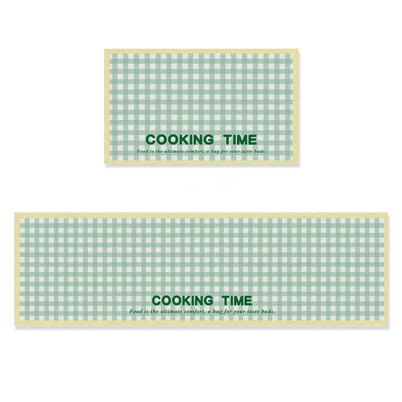 Korean Cream Plaid Diatomite Kitchen Mat - Pastel Absorbent & Dirt-Resistant Floor Pad