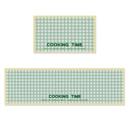 Korean Cream Plaid Diatomite Kitchen Mat - Pastel Absorbent & Dirt-Resistant Floor Pad