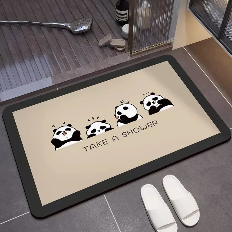 Cute Panda Diatomite Bath Mat - Super Absorbent & Non-Slip Bathroom Rug