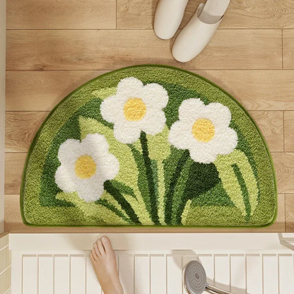 Quick Drying Bath Mat, Absorbent Non-Slip Bathroom Rug, Imitation Cashmere Toilet Mat, Small Fresh Style Floor Carpet for Entrance