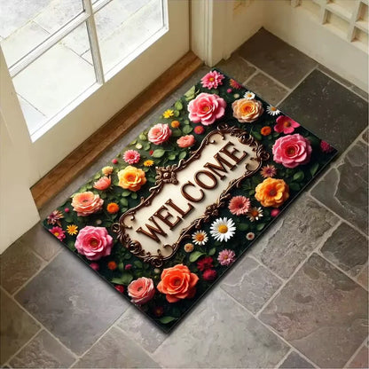 Retro Summer Doormat - Anti-Slip Welcome Mat for Indoor & Outdoor Entrance Decor