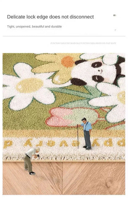 Luxury Plush Bedroom Carpet, Long Oval Cashmere Throw Blanket, Thick Shaggy Floor Mat for Girls Room, Light Luxury Bedside Rug, Kids Nursery Decor