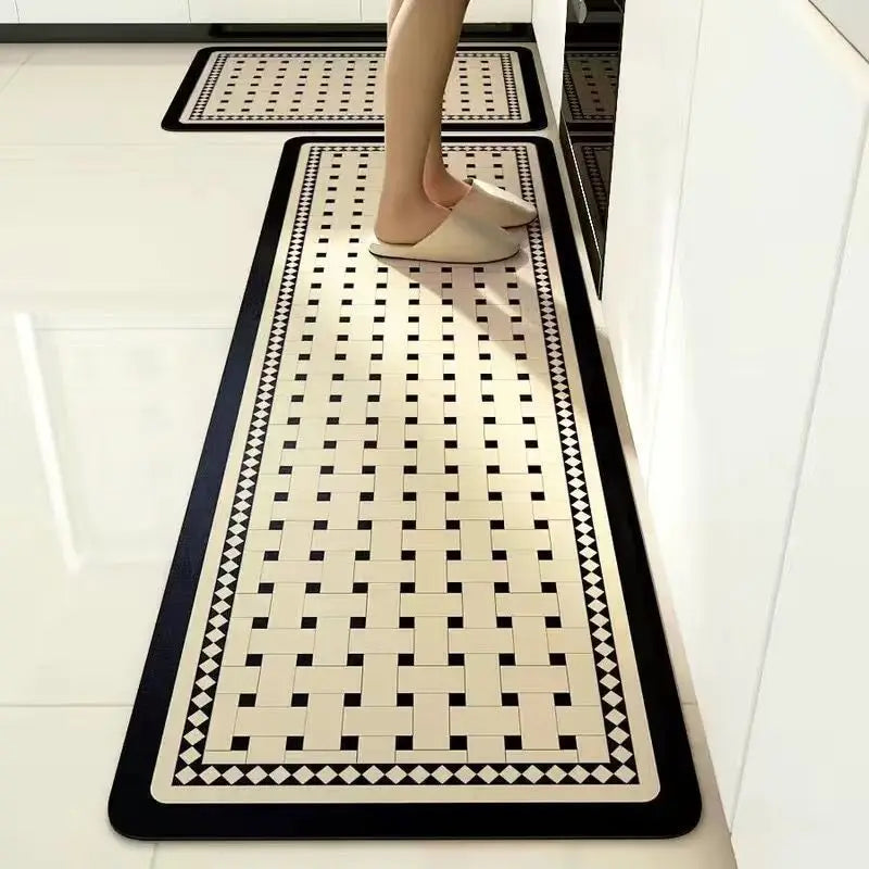 Light Luxury Diatomite Kitchen Mat 2-Piece Set - Absorbent & Anti-Slip Runner Rugs