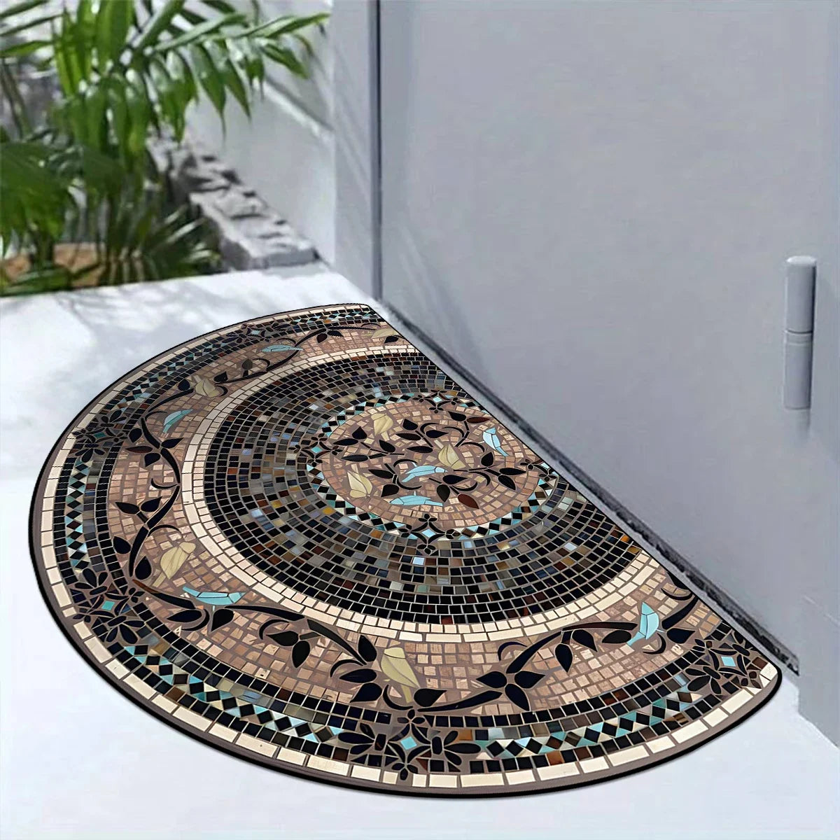 Semi-Circular Marble Doormat - Anti-Slip, Dirt & Wear Resistant Welcome Mat