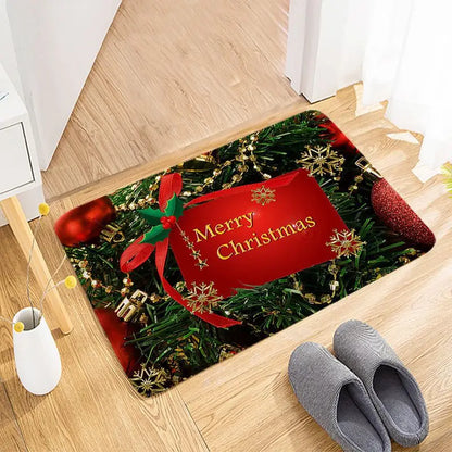 Christmas Welcome Doormat - Non-Slip Holiday Mat for Front Door & Kitchen Entryway