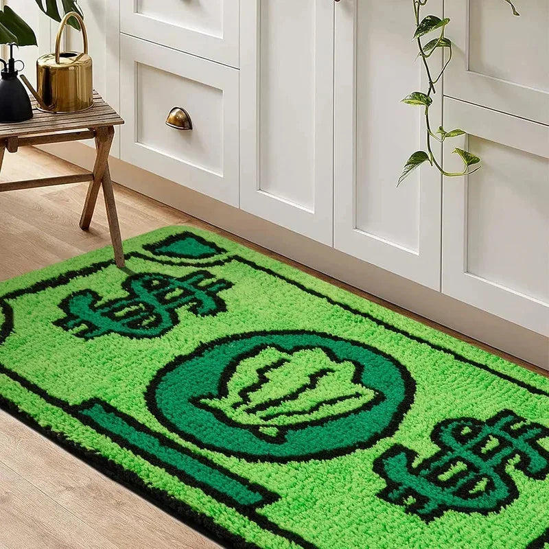 Personalized Dollar Bill Rug - Soft, Non-Slip & Washable Novelty Carpet