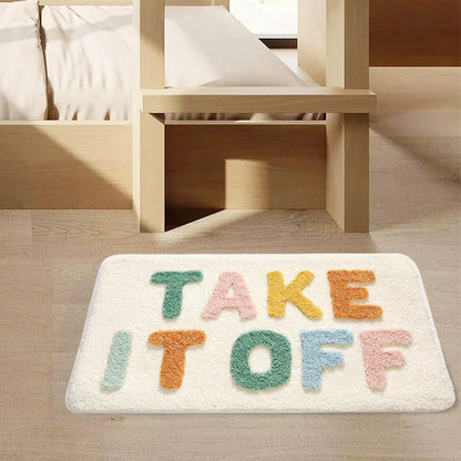 "Take It Off" Funny Bath Mat - Green Cute & Machine Washable Shower Rug