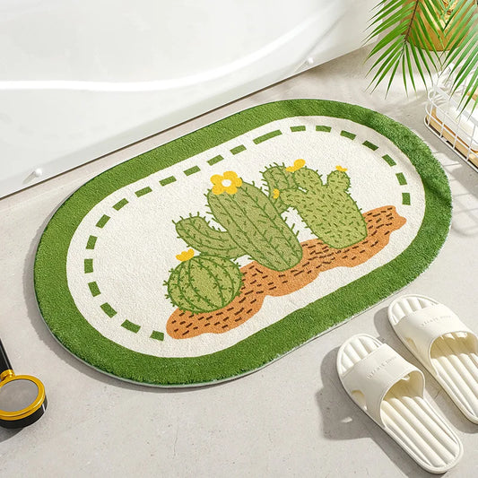 Cute Plant Bath Mat - Slip Resistant & Color-Fast Toilet Foot Rug