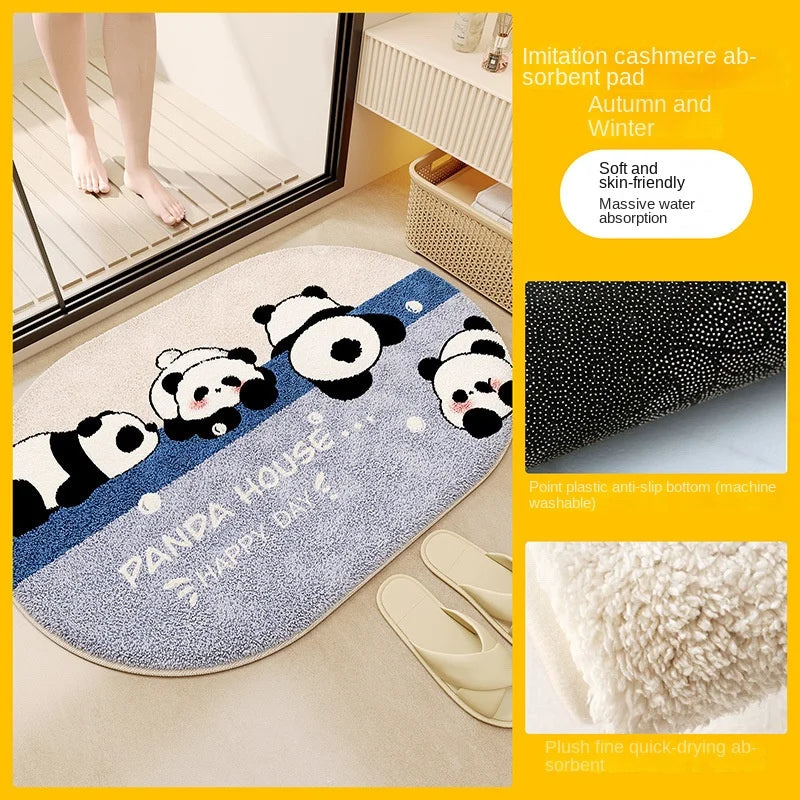 Panda Plush Bath Mat - Super Absorbent & Non-Slip Faux Cashmere Rug