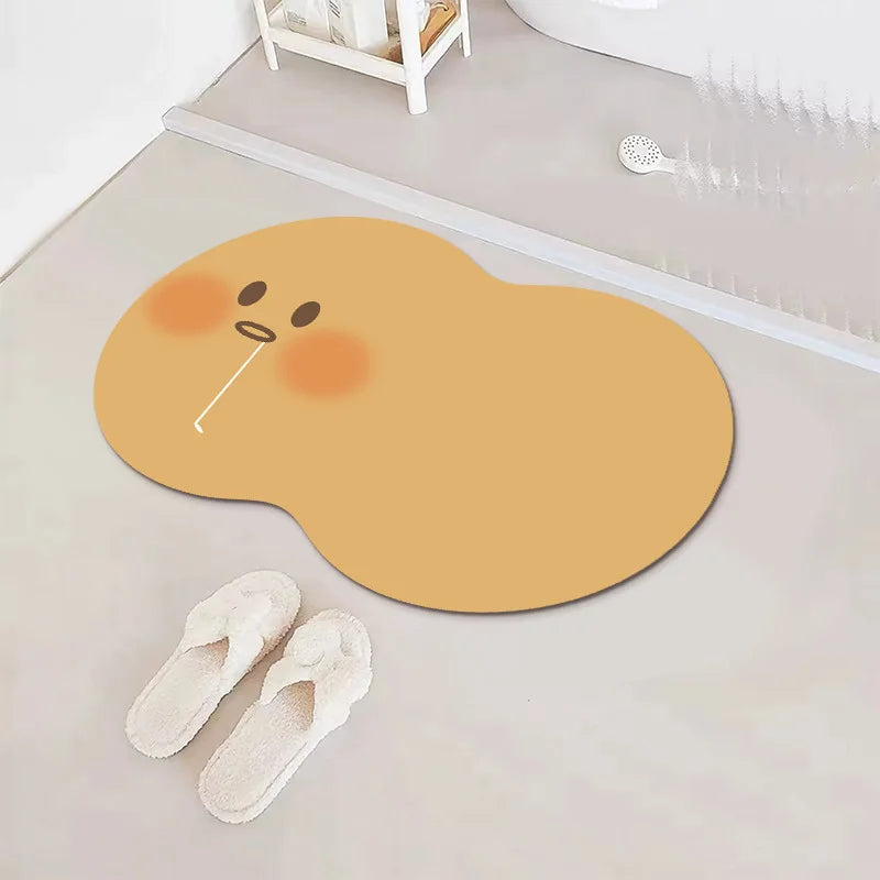 Cartoon Expressions Diatomite Mat - Cute, Non-Slip & Absorbent Bathroom Rug