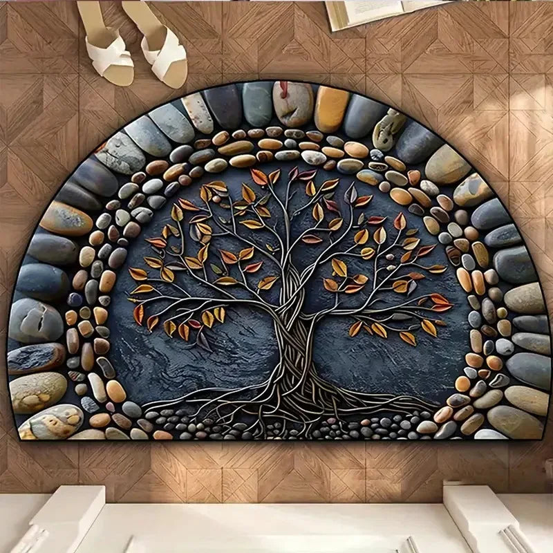 Boho Half-Moon Entryway Rug - Plush Crystal Velvet, Non-Slip & Dirt Resistant