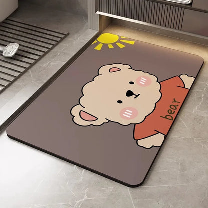Cartoon Diatomite Bath Mat - Quick-Dry, Absorbent & Non-Slip Bathroom Rug