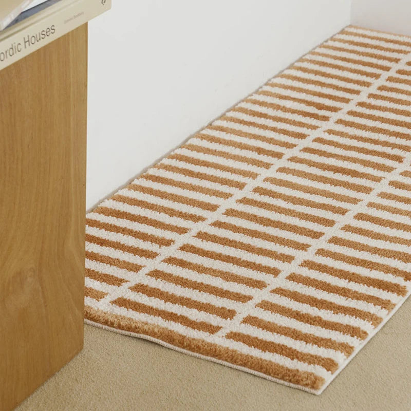 Korean Brick Pattern Rug - Aesthetic Bedside & Nursery Floor Mat for Bedroom