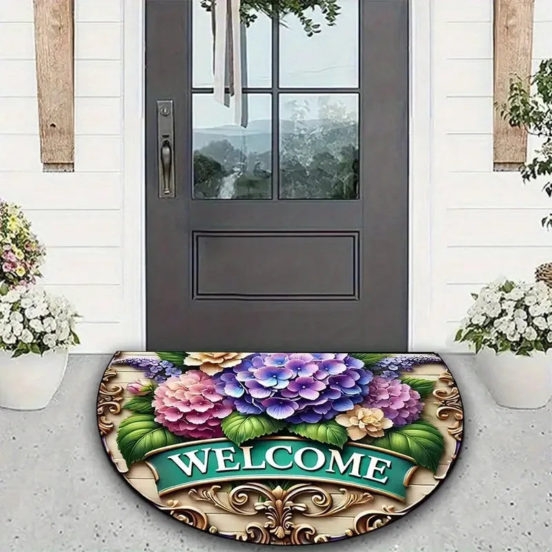 Boho Half-Moon Entryway Rug - Plush Crystal Velvet, Non-Slip & Dirt Resistant