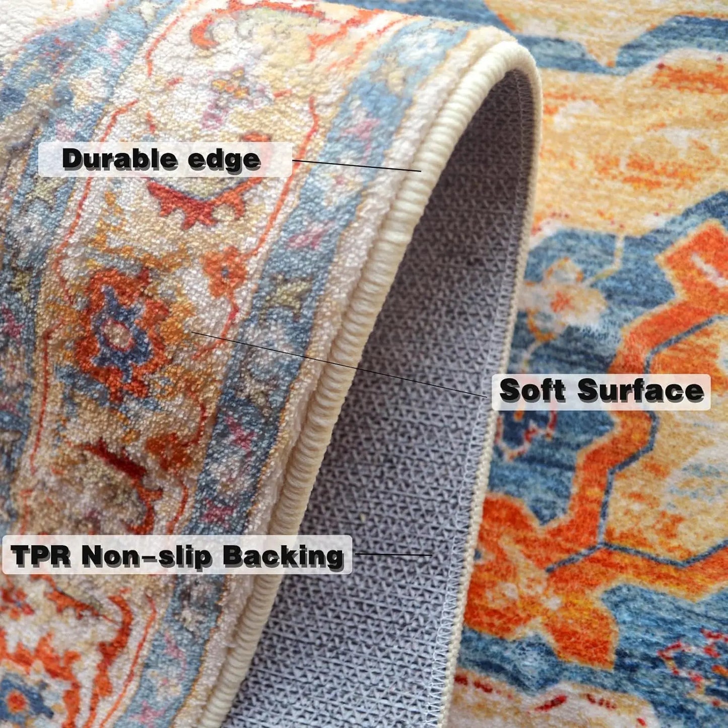 Christmas Red Runner Mat - Festive Hallway & Kitchen Rug, Machine Washable