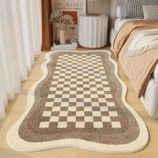 Cream Plush Bedside Rug - Ultra Soft & Non-Slip Faux Cashmere Carpet