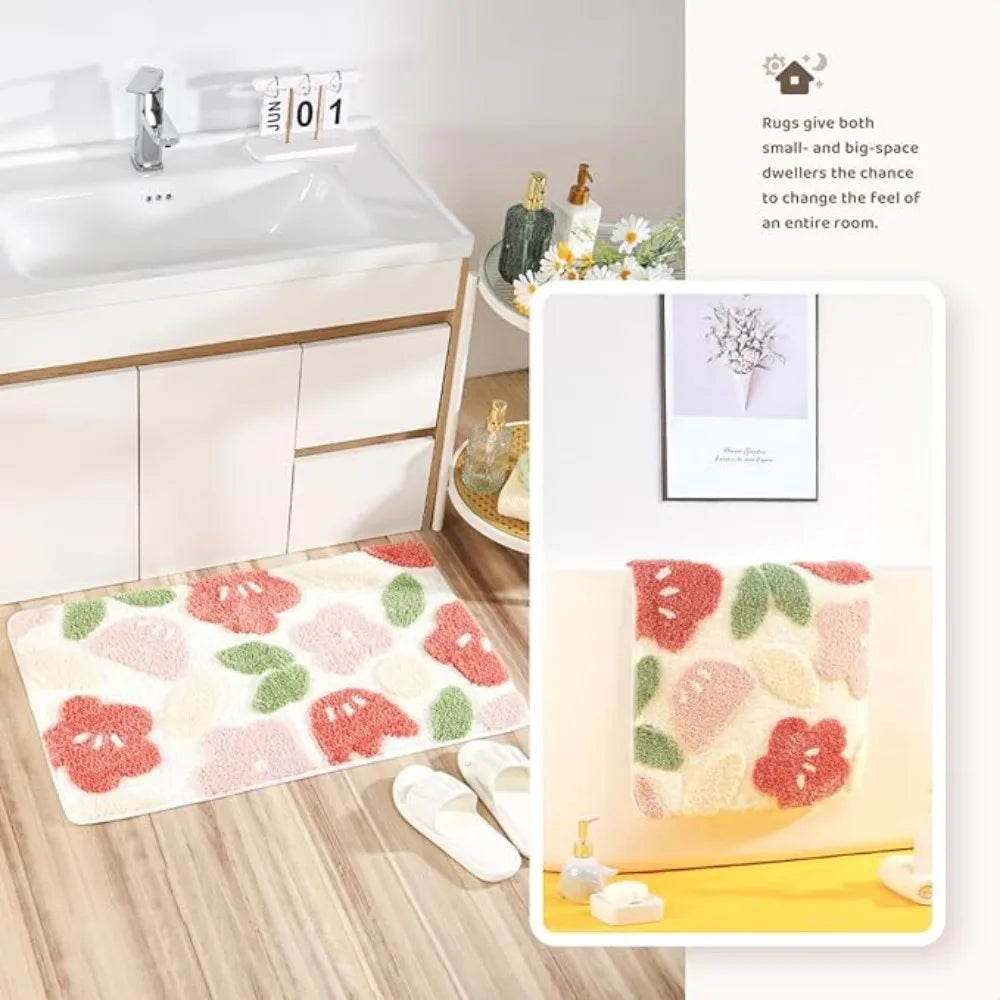 Floral Faux Cashmere Rug - Plush & Soft Carpet for Living Room and Bedroom