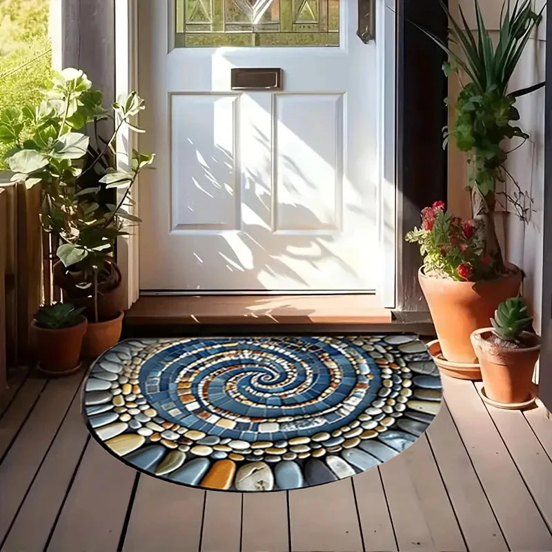 Semi-Circle Crystal Velvet Doormat - Plush, Non-Slip & Wear-Resistant Entrance Mat