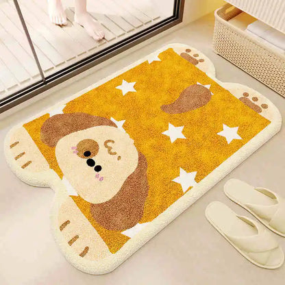Cartoon Plush Bath Mat - Super Absorbent & Dirt Resistant Faux Cashmere Rug