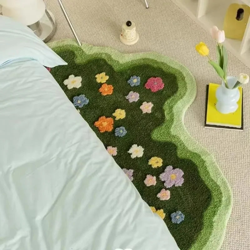 Absorbent Living Room Rug, Soft Plant Aesthetic Bedroom Carpet, Hallway Runner, Decorative Doormat, Cozy Floor Mat for Sofa Area