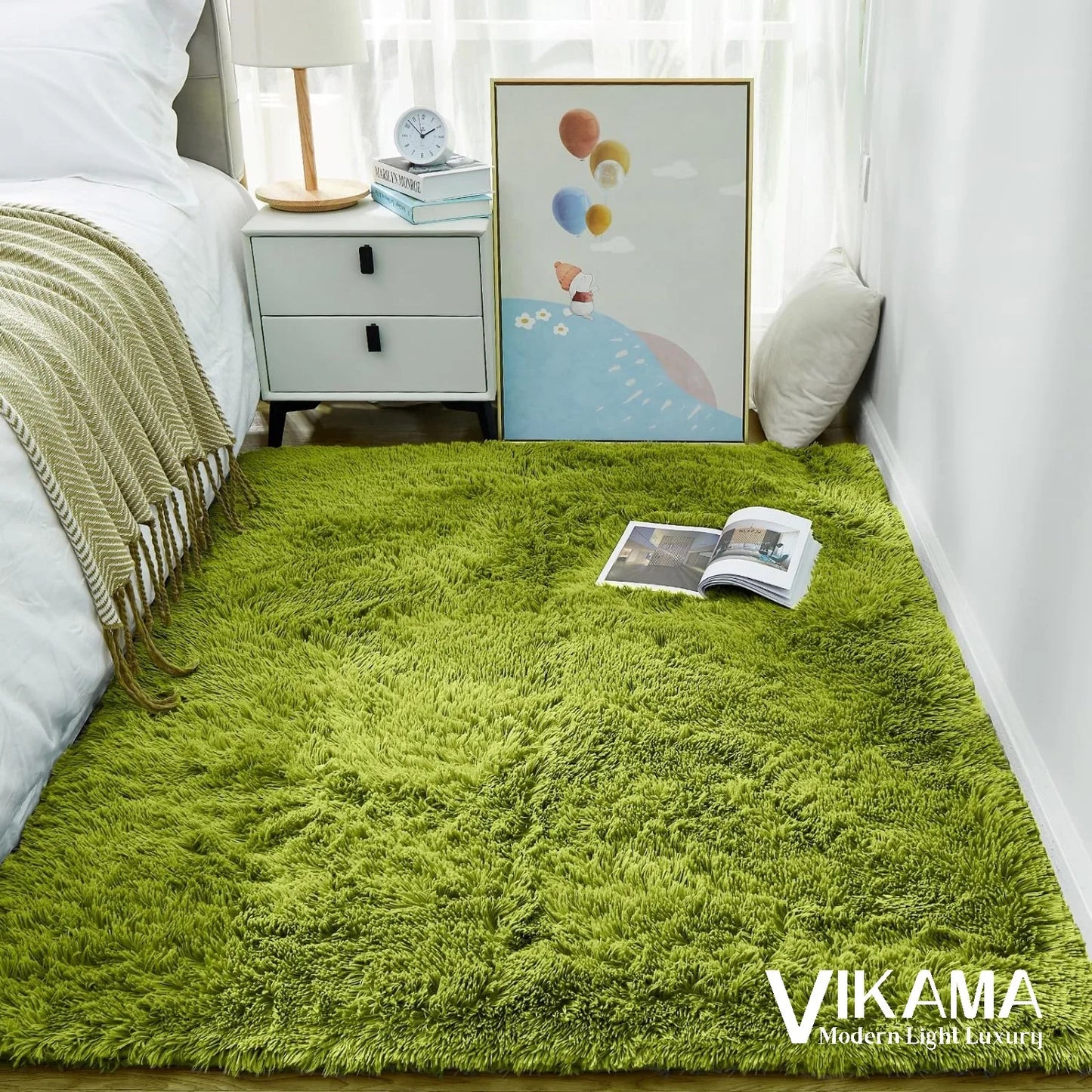 Luxury Plush Rug for Girls Room - Soft & Easy Care Bedside or Living Room Carpet