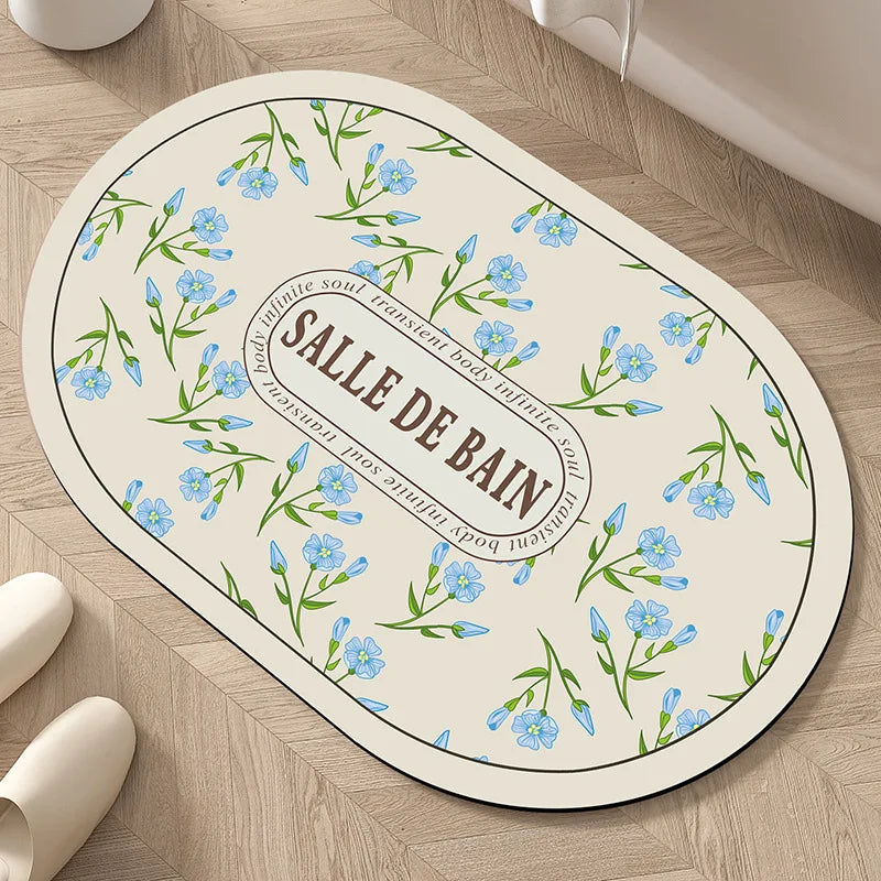 Diatomite Bath Mat - Super Absorbent & Non-Slip Foot Mat for Bathroom and Toilet