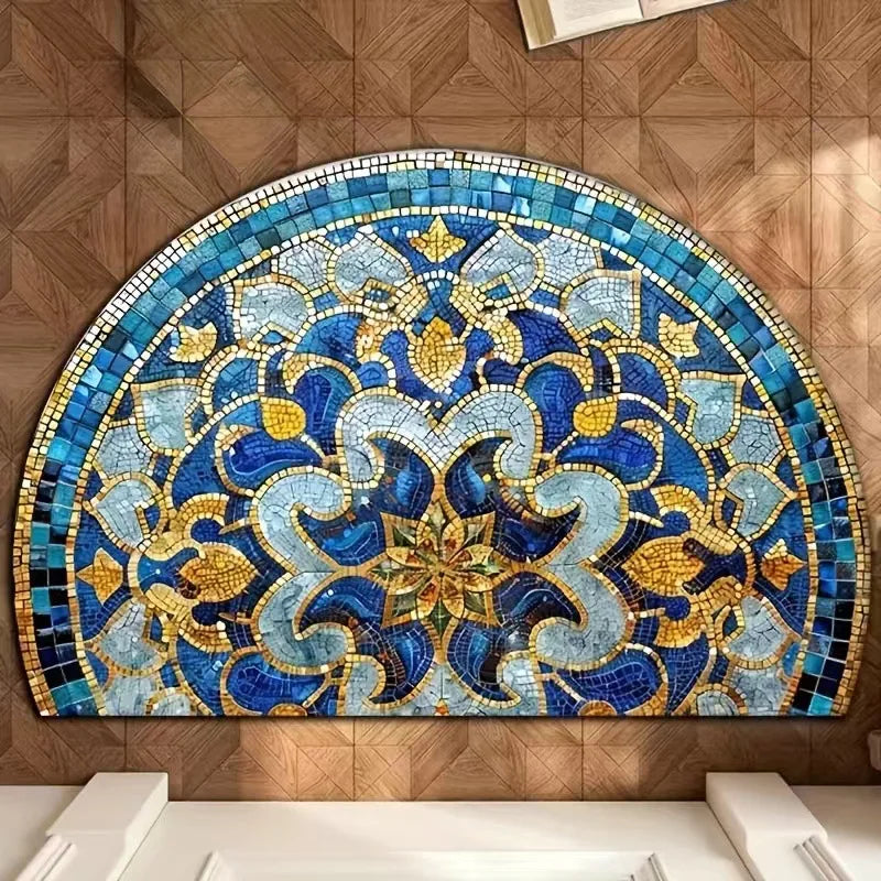 Semi-Circular Outdoor Doormat - Welcome Garden Rug for Entrance & Patio