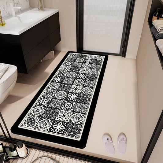 Long Absorbent PVC Mat - Soft, Quick-Dry Floor Runner for Bathroom & Kitchen