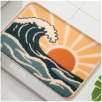 Underwater Fish Bath Mat - Absorbent & Non-Slip Shower Floor Rug for Modern Bathrooms