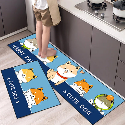 Cartoon Animal Runner Rug - Long, Non-Slip & Absorbent for Bedroom & Kitchen